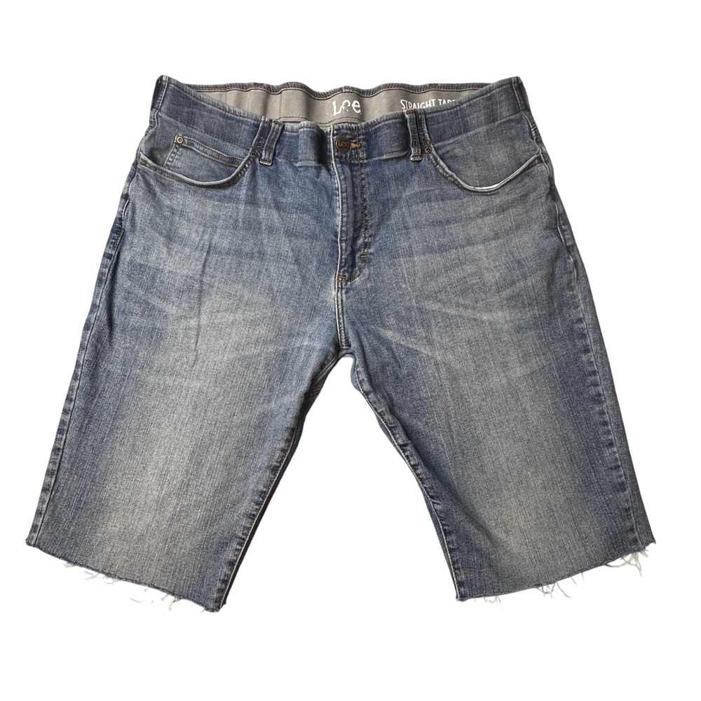 Lee Shorts Mens 40 Blue Straight Taper Denim‎ Cut Off Raw Hem Skater Jorts Y2K